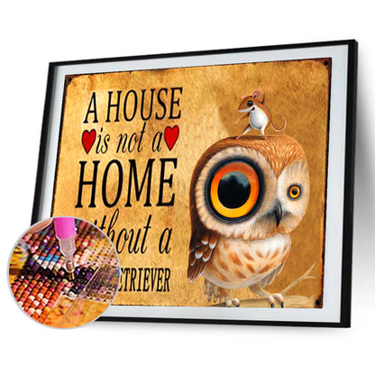 Owl In English 40*30CM(Canvas) Full Round Drill Diamond Painting