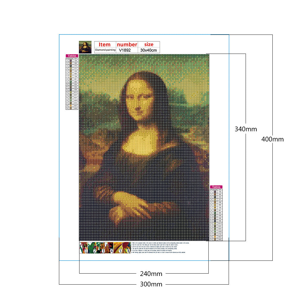 Mona Lisa 30*40CM(Canvas) Full Round Drill Diamond Painting