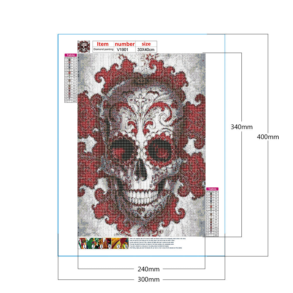 Skull 30*40CM(Canvas) Full Round Drill Diamond Painting