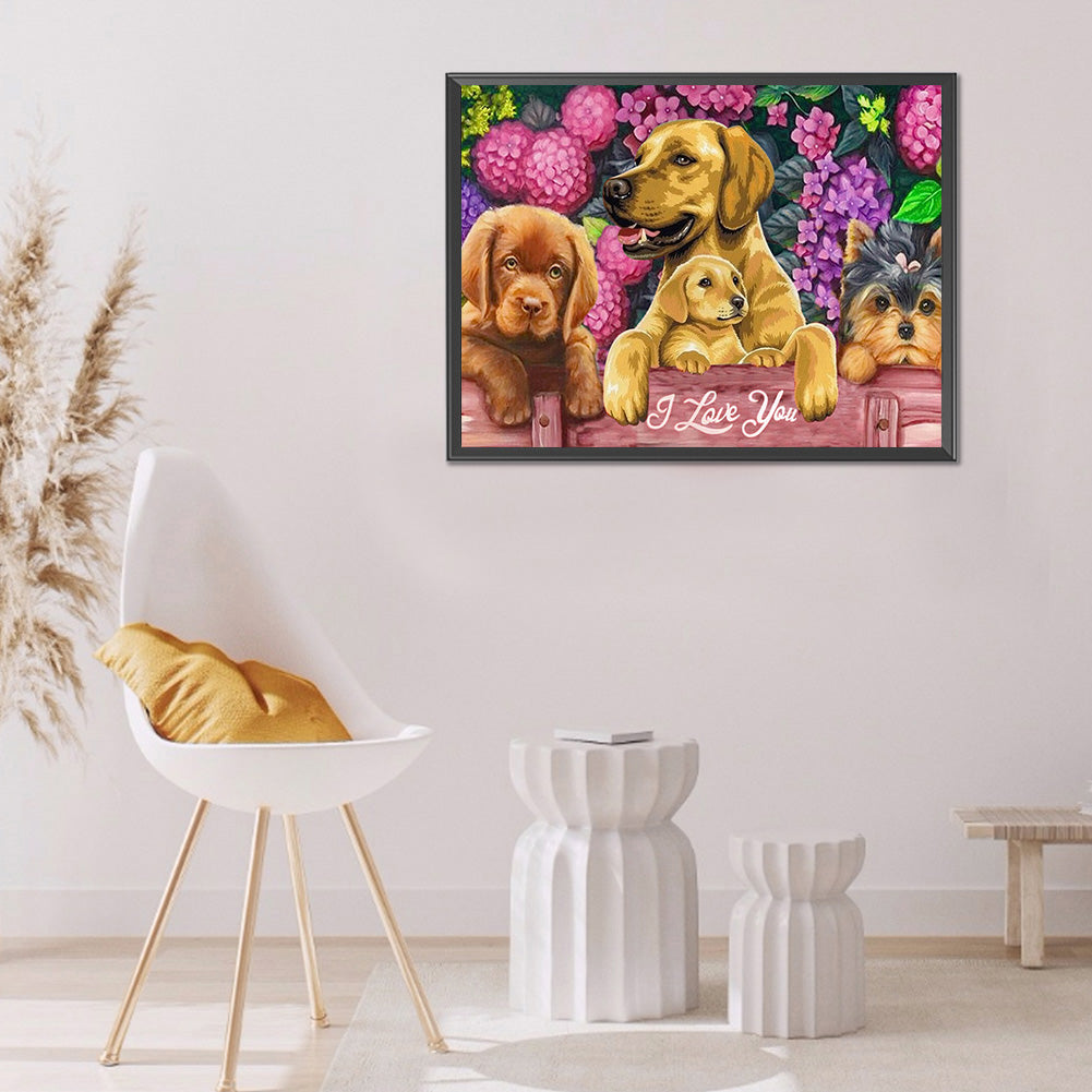 Dog 40*30CM(Canvas) Full Round Drill Diamond Painting