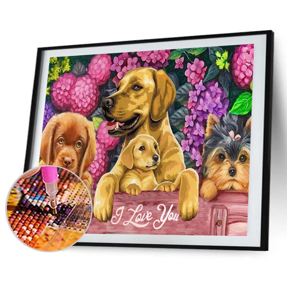Dog 40*30CM(Canvas) Full Round Drill Diamond Painting