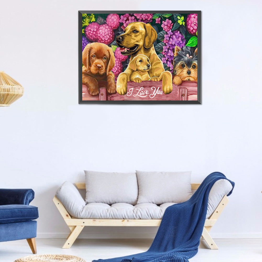 Dog 40*30CM(Canvas) Full Round Drill Diamond Painting