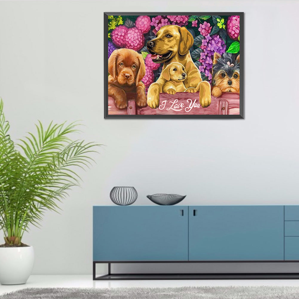 Dog 40*30CM(Canvas) Full Round Drill Diamond Painting