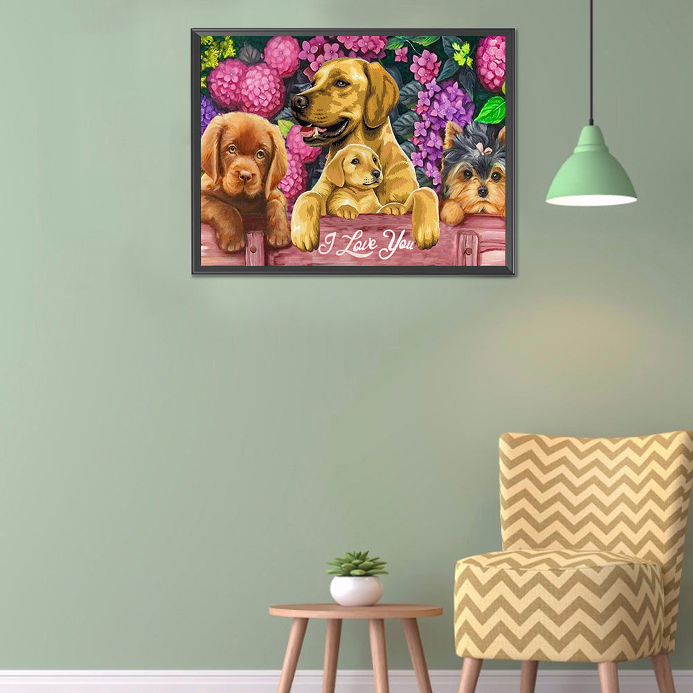 Dog 40*30CM(Canvas) Full Round Drill Diamond Painting