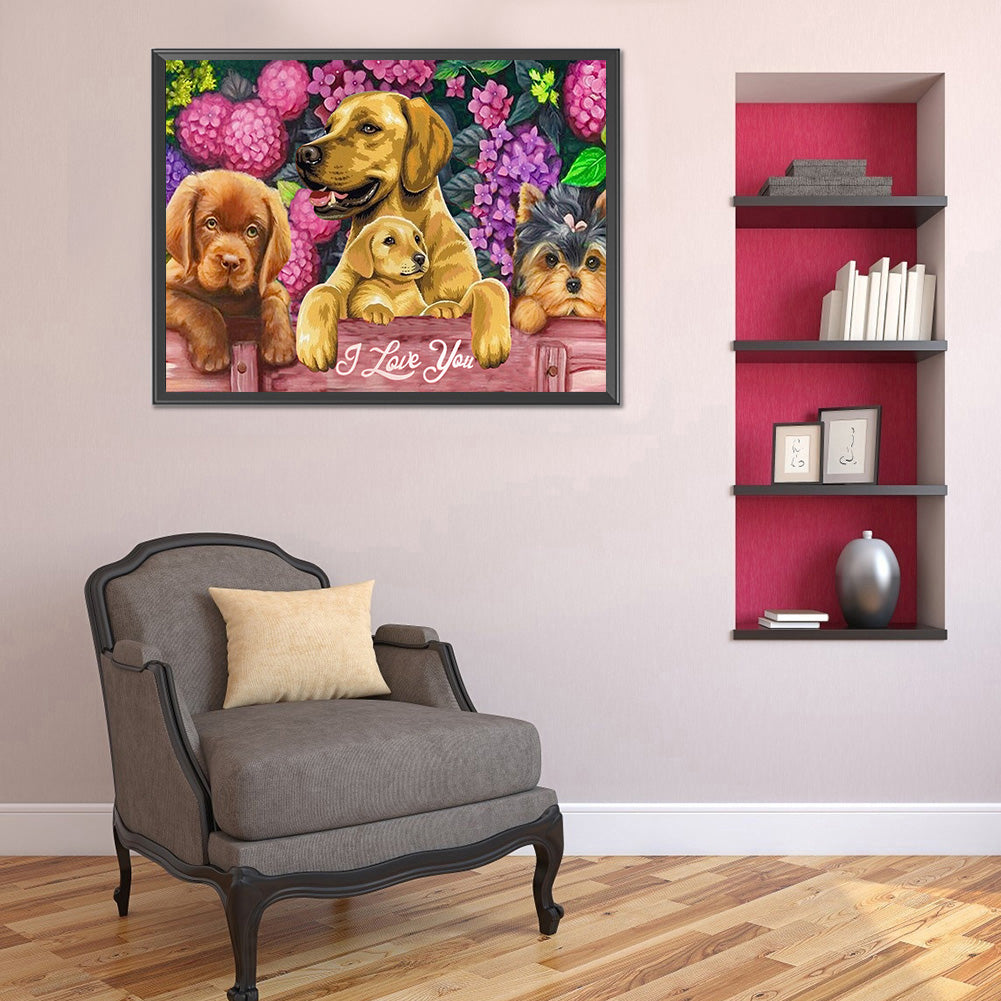 Dog 40*30CM(Canvas) Full Round Drill Diamond Painting