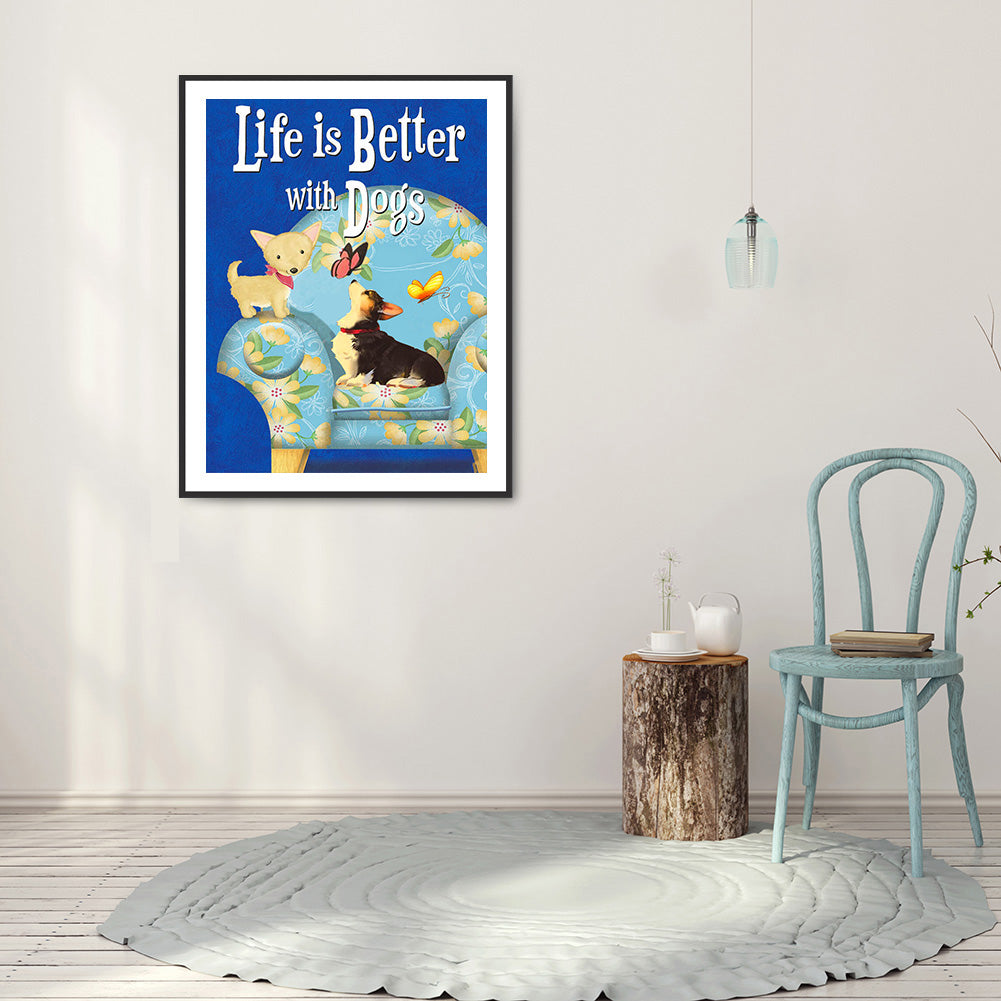 Dog 30*40CM(Canvas) Full Round Drill Diamond Painting