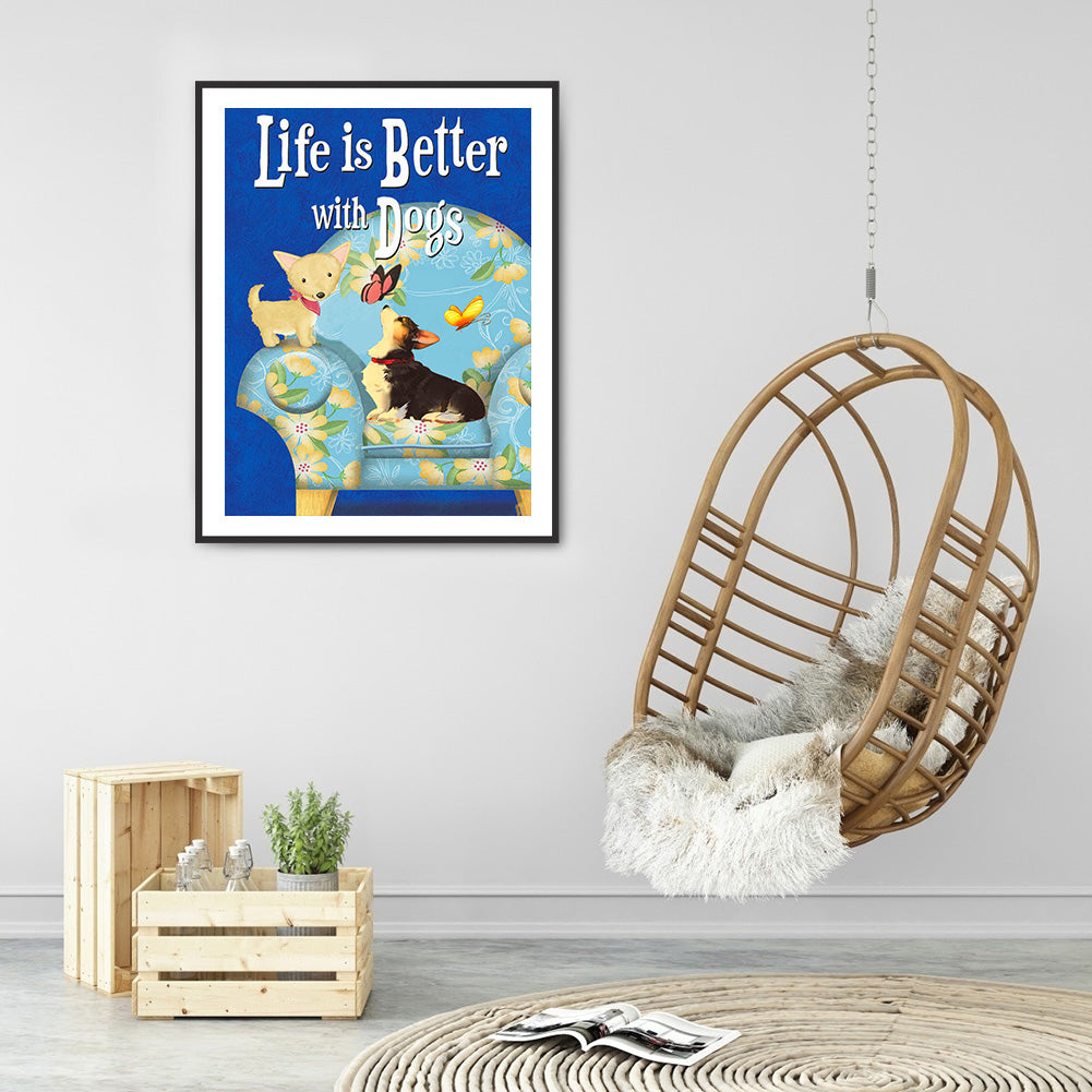 Dog 30*40CM(Canvas) Full Round Drill Diamond Painting