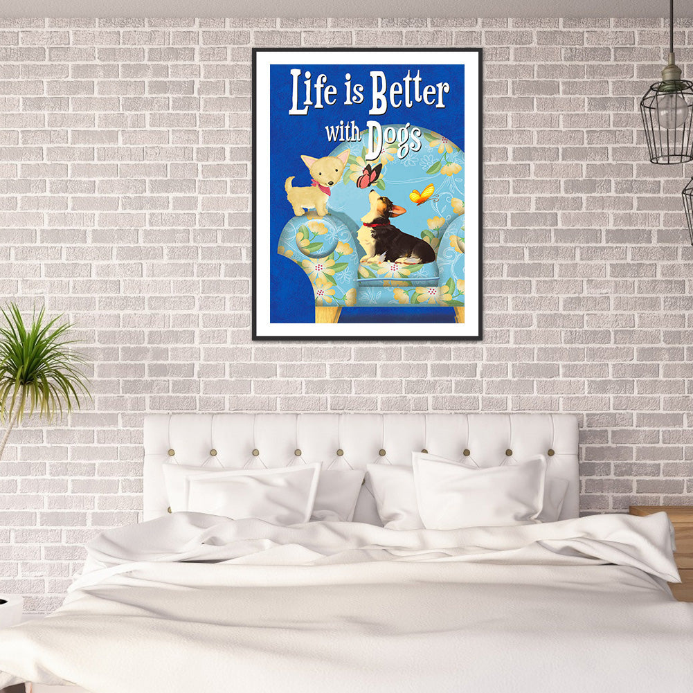 Dog 30*40CM(Canvas) Full Round Drill Diamond Painting