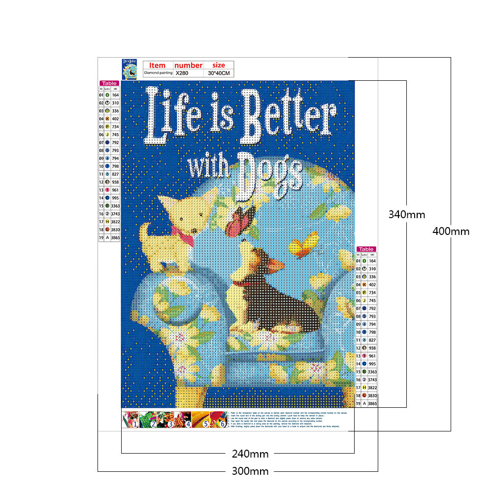 Dog 30*40CM(Canvas) Full Round Drill Diamond Painting