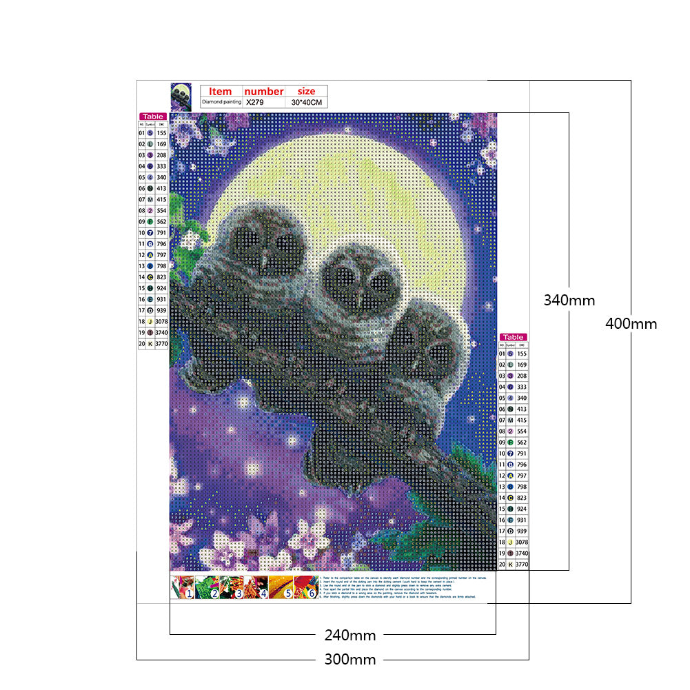 Owl 30*40CM(Canvas) Full Round Drill Diamond Painting