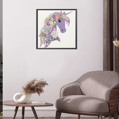 Purple Unicorn 30*30CM(Canvas) Special Shaped Drill Diamond Paiting