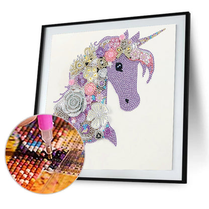 Purple Unicorn 30*30CM(Canvas) Special Shaped Drill Diamond Paiting