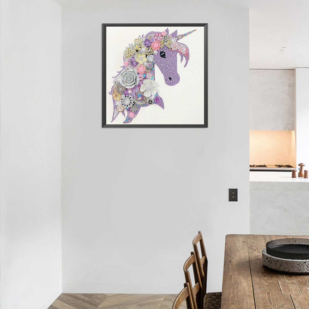 Purple Unicorn 30*30CM(Canvas) Special Shaped Drill Diamond Paiting