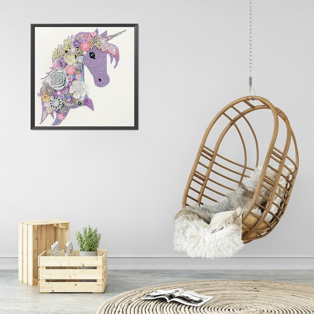 Purple Unicorn 30*30CM(Canvas) Special Shaped Drill Diamond Paiting