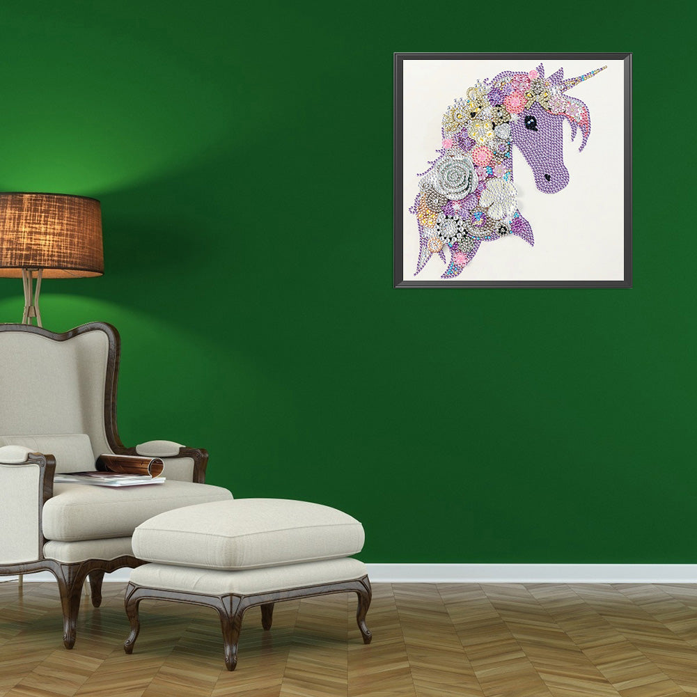 Purple Unicorn 30*30CM(Canvas) Special Shaped Drill Diamond Paiting