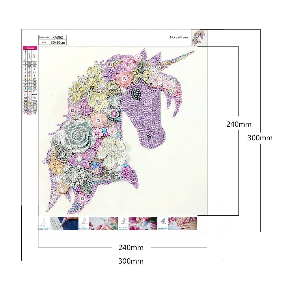 Purple Unicorn 30*30CM(Canvas) Special Shaped Drill Diamond Paiting