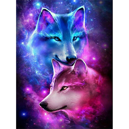Two Wolves 30*40CM(Canvas) Full Round Drill Diamond Painting
