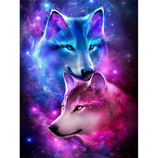 Two Wolves 30*40CM(Canvas) Full Round Drill Diamond Painting