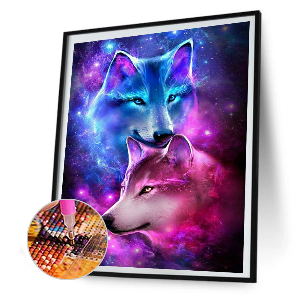 Two Wolves 30*40CM(Canvas) Full Round Drill Diamond Painting