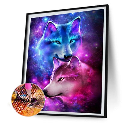 Two Wolves 30*40CM(Canvas) Full Round Drill Diamond Painting