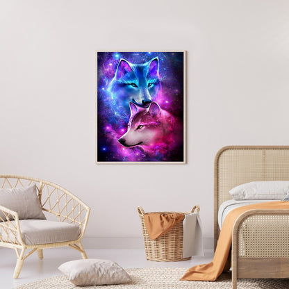 Two Wolves 30*40CM(Canvas) Full Round Drill Diamond Painting