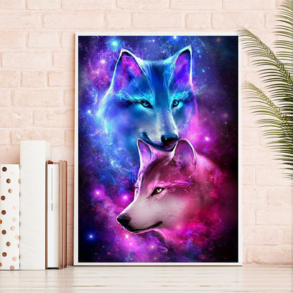 Two Wolves 30*40CM(Canvas) Full Round Drill Diamond Painting