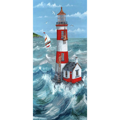 Seaside Lighthouse 40*80CM(Canvas) Full Round Drill Diamond Painting