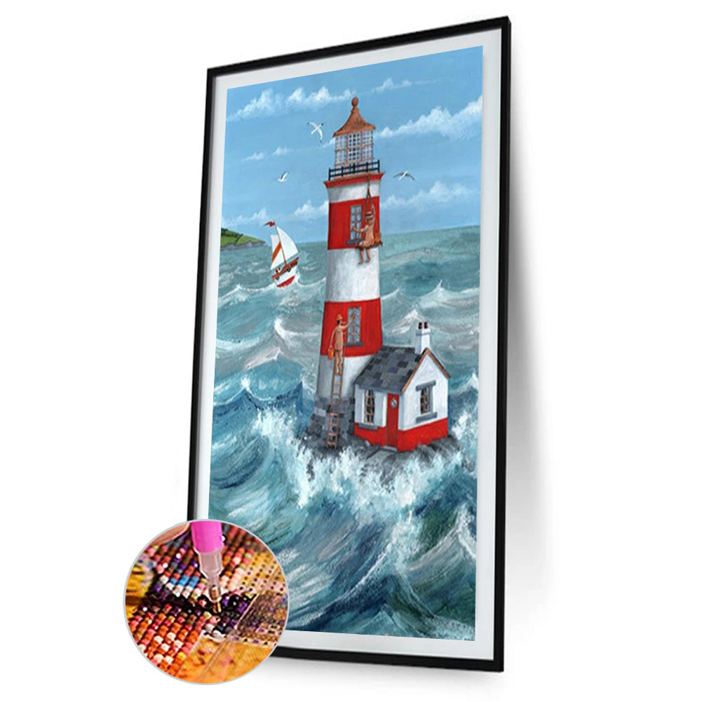 Seaside Lighthouse 40*80CM(Canvas) Full Round Drill Diamond Painting