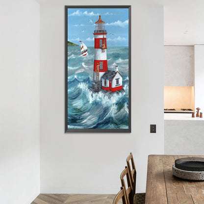 Seaside Lighthouse 40*80CM(Canvas) Full Round Drill Diamond Painting