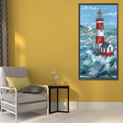 Seaside Lighthouse 40*80CM(Canvas) Full Round Drill Diamond Painting