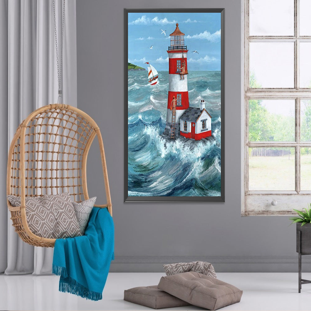 Seaside Lighthouse 40*80CM(Canvas) Full Round Drill Diamond Painting