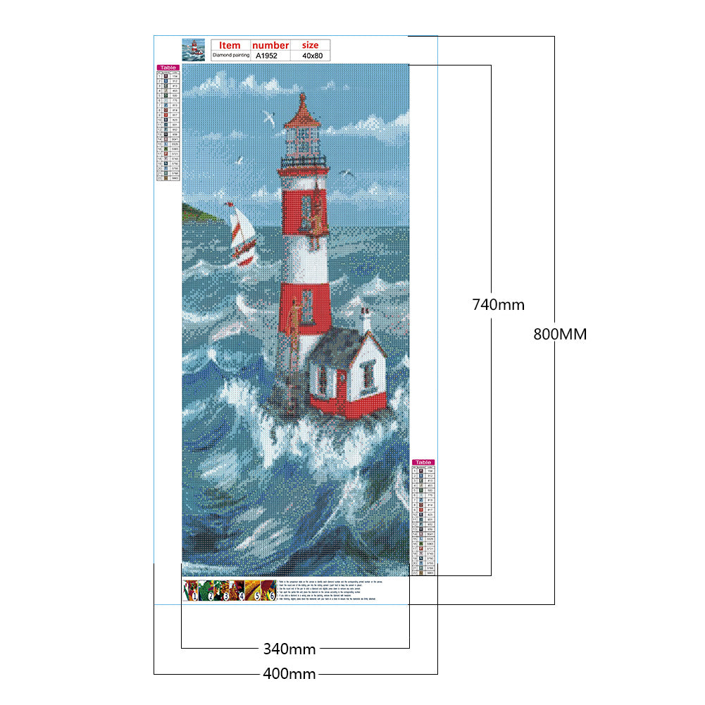 Seaside Lighthouse 40*80CM(Canvas) Full Round Drill Diamond Painting