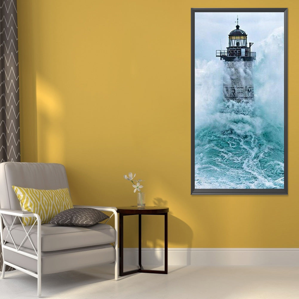 Seaside Lighthouse 40*80CM(Canvas) Full Round Drill Diamond Painting