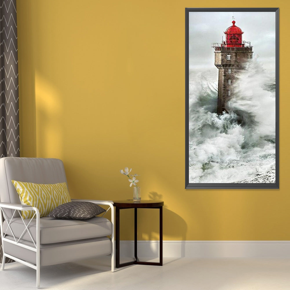 Seaside Lighthouse 40*80CM(Canvas) Full Round Drill Diamond Painting