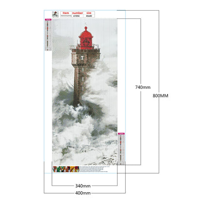 Seaside Lighthouse 40*80CM(Canvas) Full Round Drill Diamond Painting