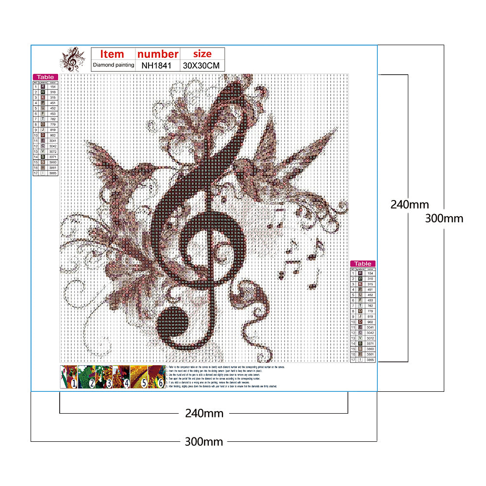 Musical Note 30*30CM(Canvas) Full Round Drill Diamond Painting