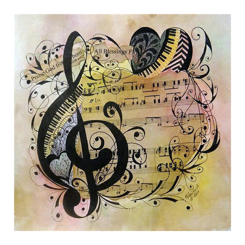Musical Note 30*30CM(Canvas) Full Round Drill Diamond Painting