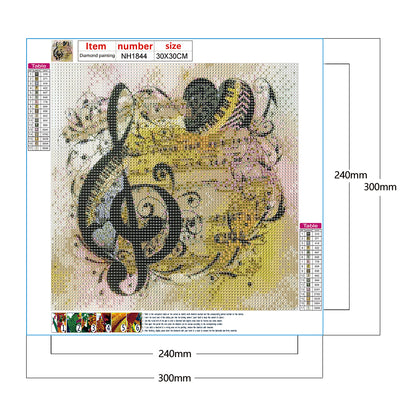 Musical Note 30*30CM(Canvas) Full Round Drill Diamond Painting