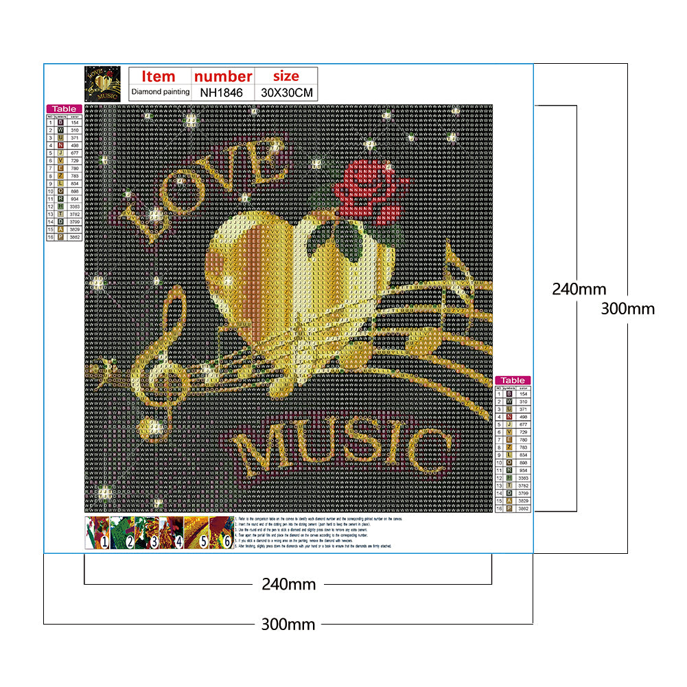 Musical Note 30*30CM(Canvas) Full Round Drill Diamond Painting