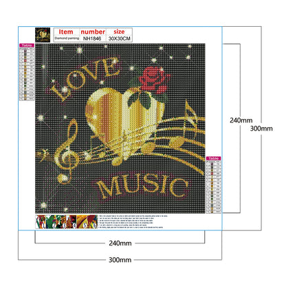 Musical Note 30*30CM(Canvas) Full Round Drill Diamond Painting