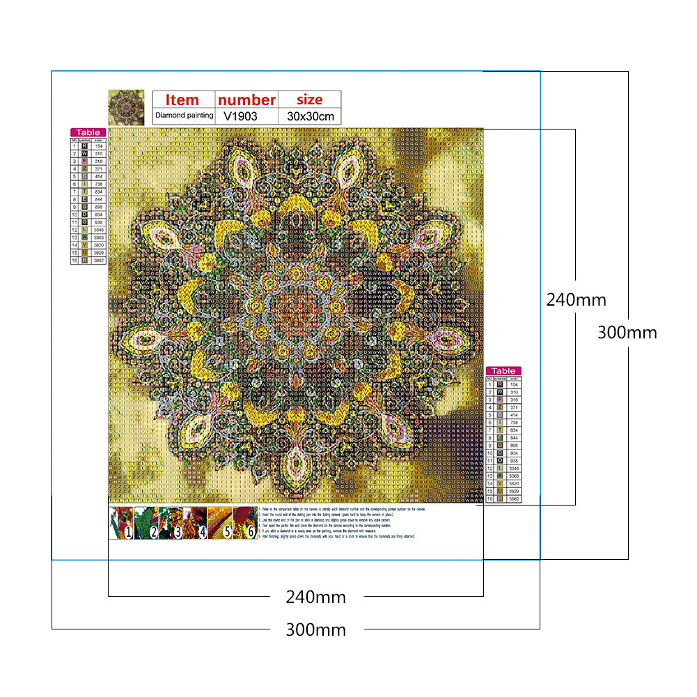 Mandala 30*30CM(Canvas) Full Round Drill Diamond Painting