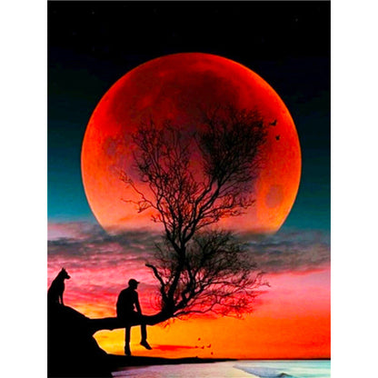 Red Planet Silhouette 30*40CM(Canvas) Full Square Drill Diamond Painting