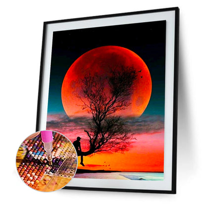 Red Planet Silhouette 30*40CM(Canvas) Full Square Drill Diamond Painting