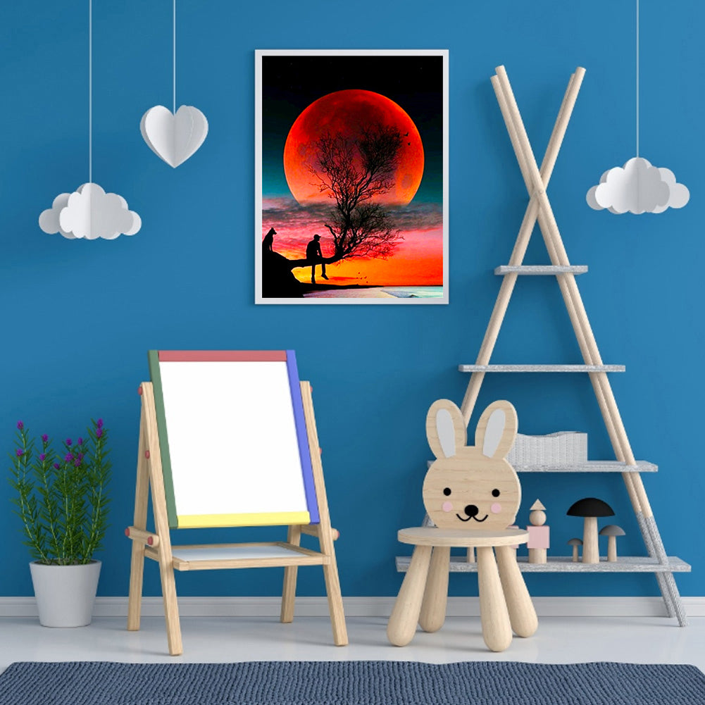 Red Planet Silhouette 30*40CM(Canvas) Full Square Drill Diamond Painting