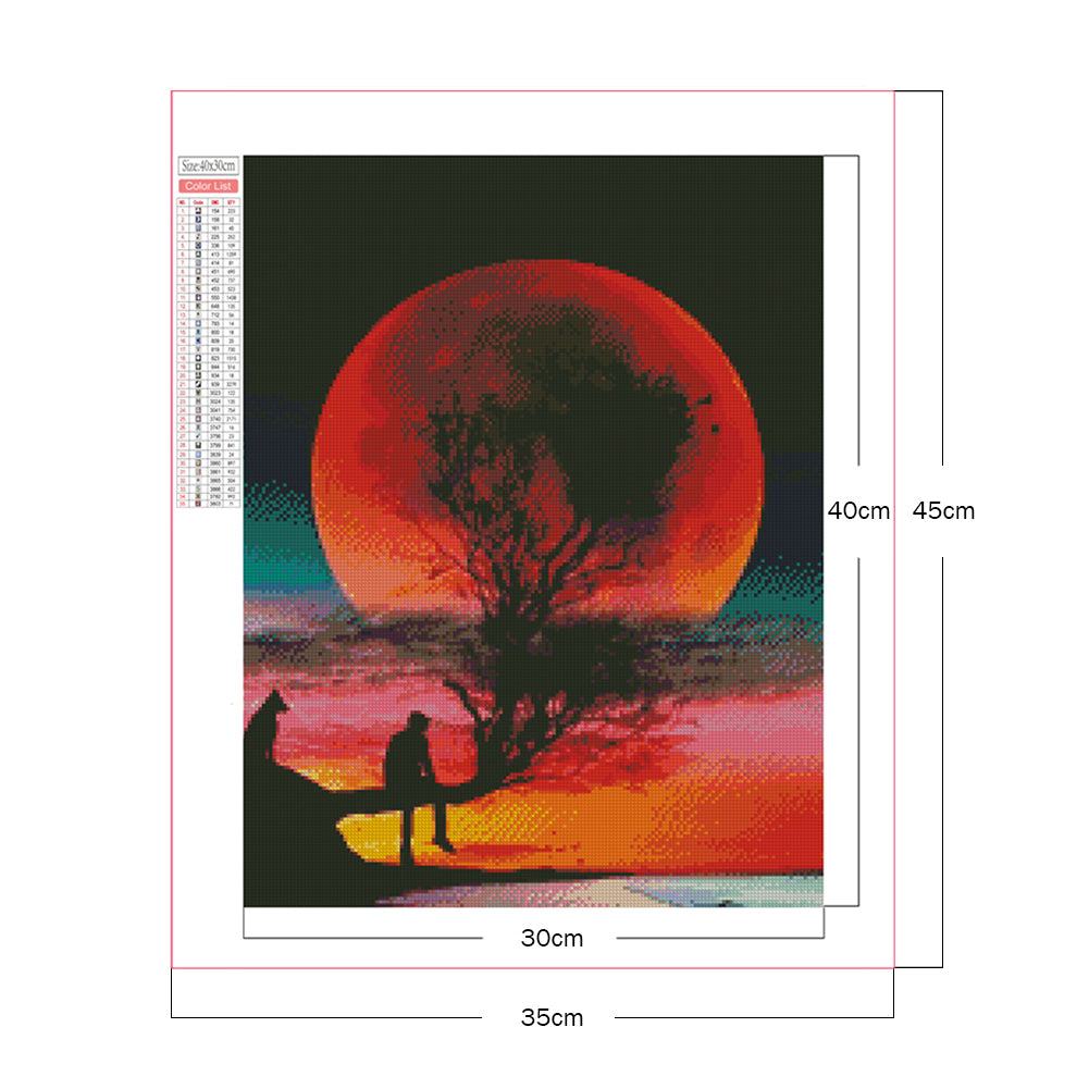 Red Planet Silhouette 30*40CM(Canvas) Full Square Drill Diamond Painting