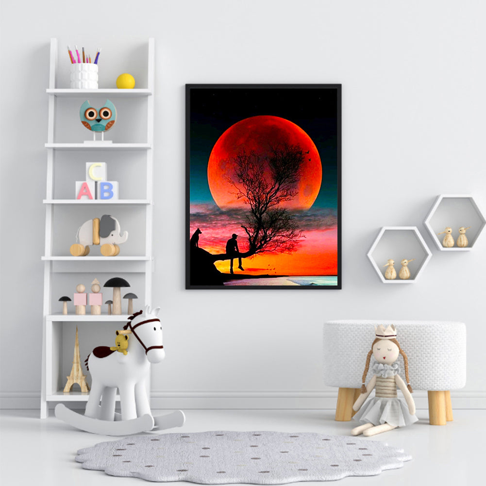 Red Planet Silhouette 30*40CM(Canvas) Full Square Drill Diamond Painting