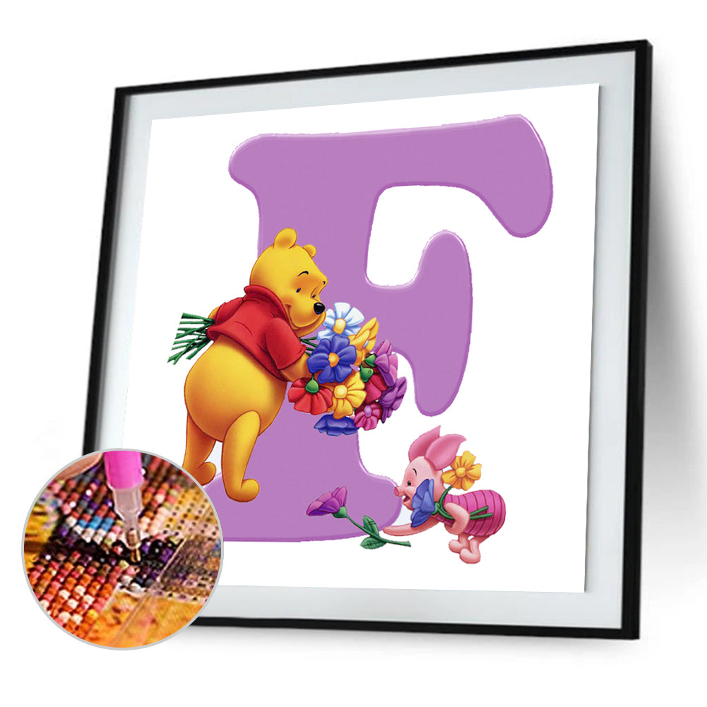 Pooh Letter F 30*30CM(Canvas) Full Square Drill Diamond Painting