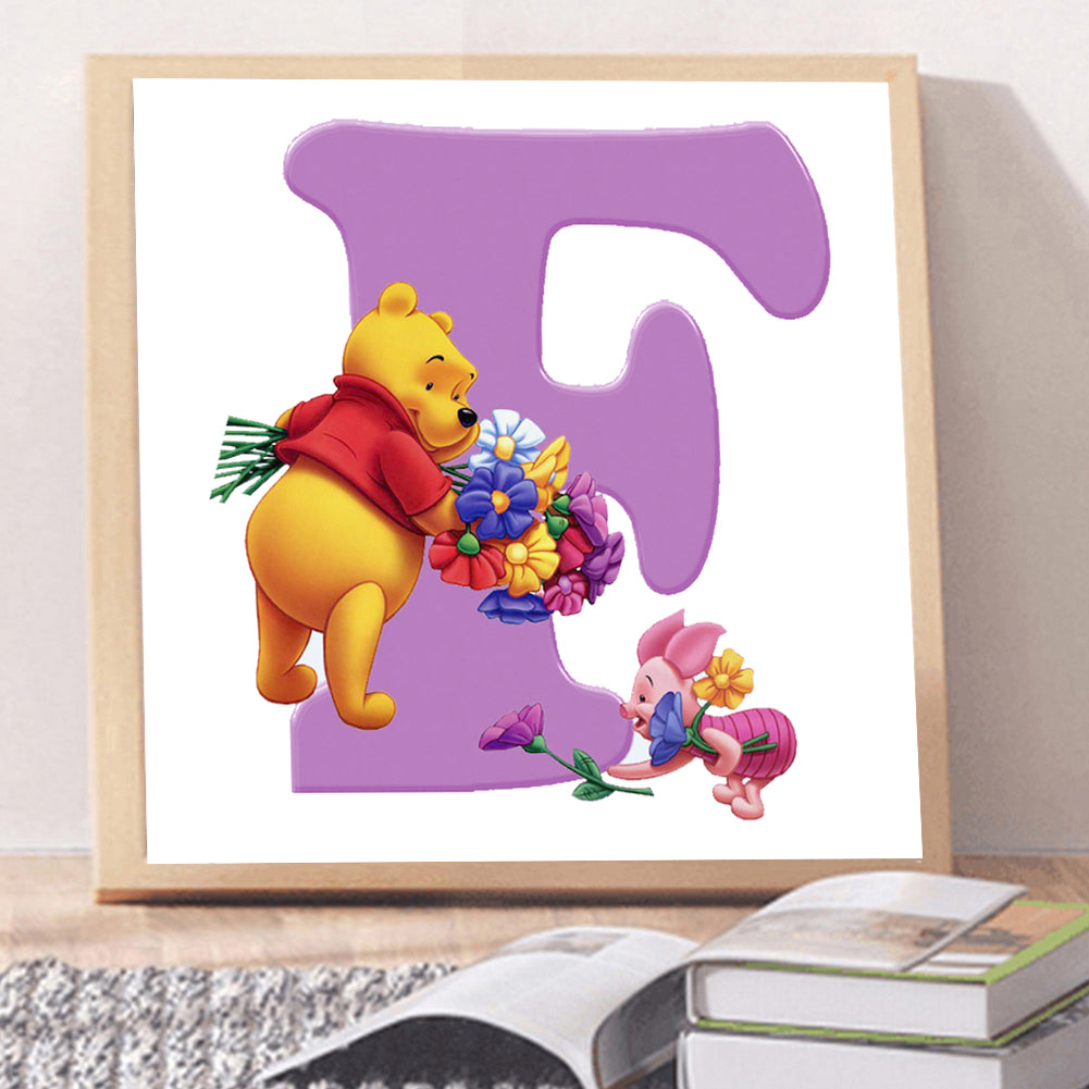 Pooh Letter F 30*30CM(Canvas) Full Square Drill Diamond Painting