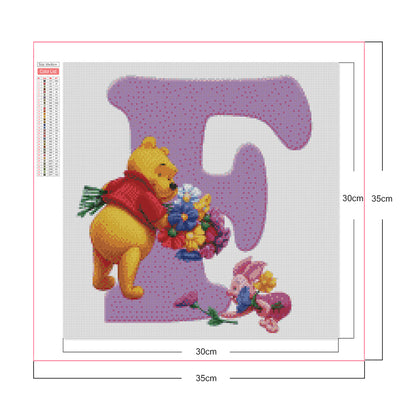 Pooh Letter F 30*30CM(Canvas) Full Square Drill Diamond Painting