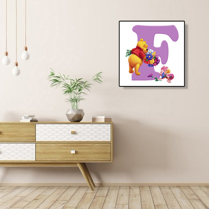 Pooh Letter F 30*30CM(Canvas) Full Square Drill Diamond Painting